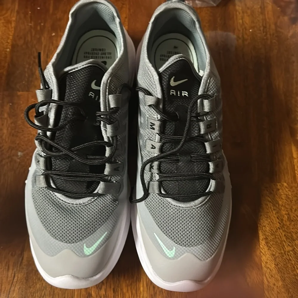 Nike Air Max Women's Athletic Shoes in Gray and Black with Light Teal Swoosh